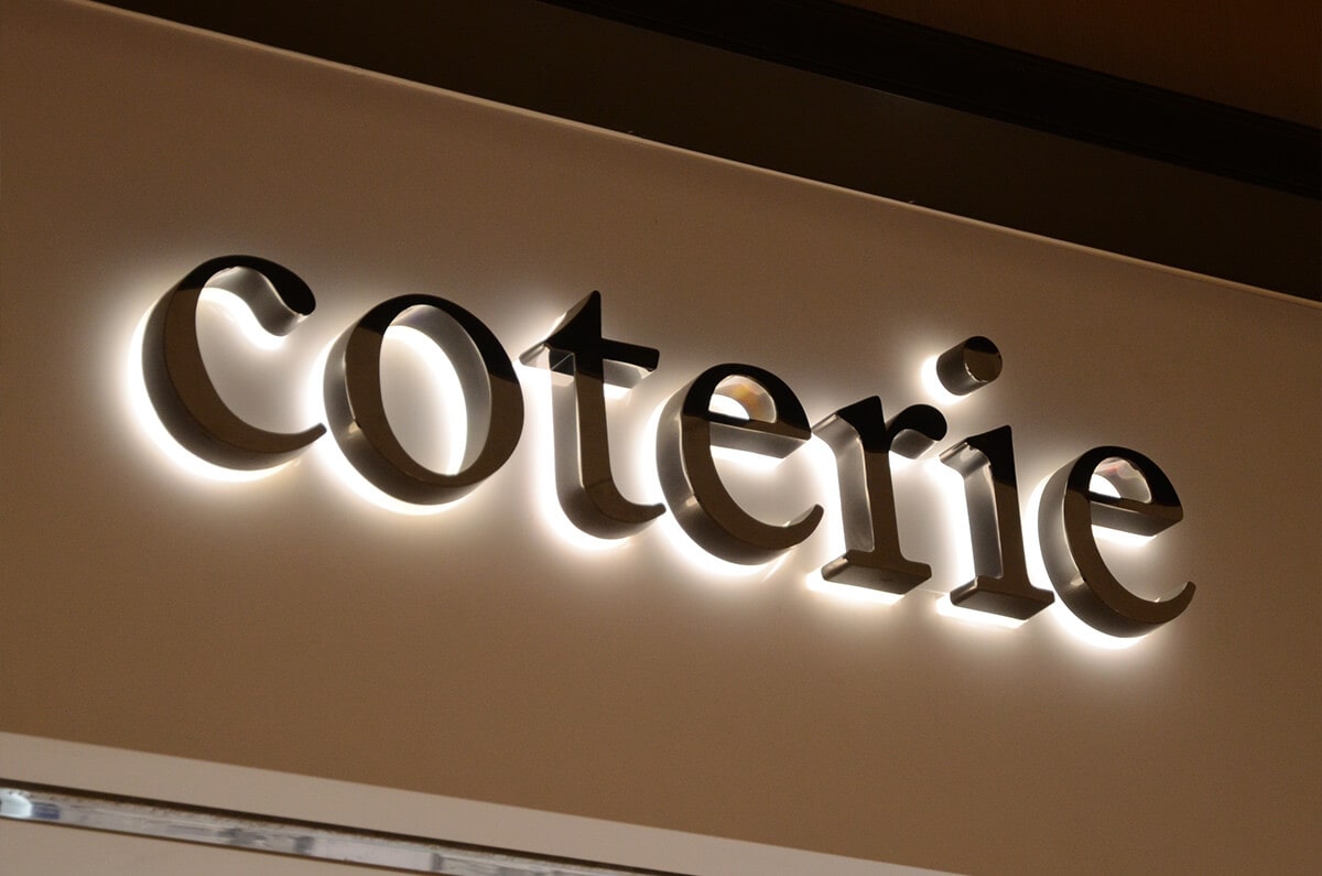 Luxury backlit mirror stainless steel letters