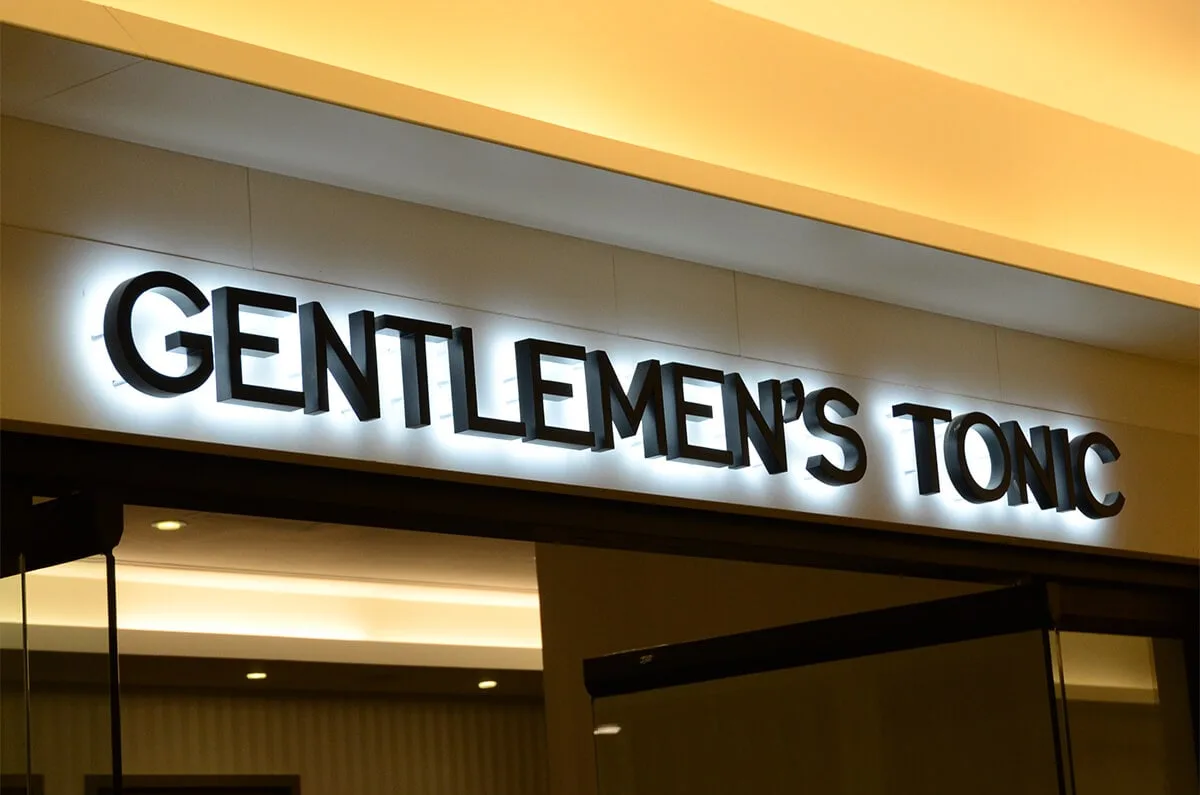 Powder coated classic backlit letters with durable finish and soft white lighting